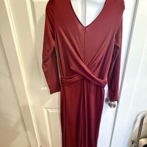 Elegant Burgundy Long Sleeve Romper